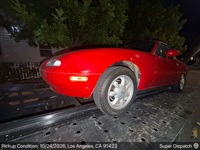 Mazda MX-5 Miata auto transport pickup in North Hollywood, California before shipping to San Jose, California